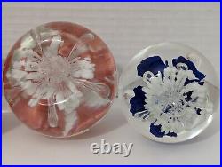 Lot Of 4 Joe St Clair Flower Burst Art Glass Paperweights