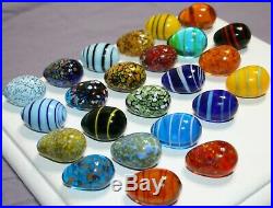 Lot of (24) Miniature Murano Glass Blown Eggs Vintage Art