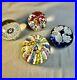 Lot-of-4-Glass-Millefiori-Flowers-Paperweights-Heavy-Unmarked-01-zy