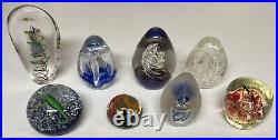 Lot of 8 Gorgeous Vintage Handblown Glass Paperweights Various Size Rare Vintage