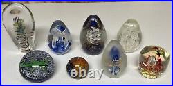 Lot of 8 Gorgeous Vintage Handblown Glass Paperweights Various Size Rare Vintage