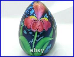 Ltd Ed Orient & Flume Lg Iridescent Egg withIrises Paperweight #41/500 FREE SHIP