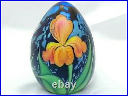 Ltd Ed Orient & Flume Lg Iridescent Egg withIrises Paperweight #41/500 FREE SHIP