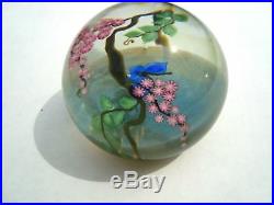 Lundberg Studios D. Salazar 1981 Butterfly & Flowers Paperweight LE #42of 200