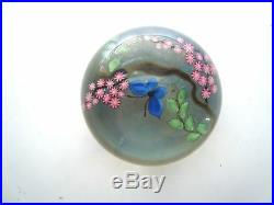 Lundberg Studios D. Salazar 1981 Butterfly & Flowers Paperweight LE #42of 200