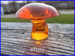 MCM Vintage Viking Small Persimmon Orange Mushroom Paperweight. Mint condition