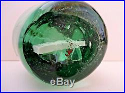 MID 19thC RARE VICTORIAN GREEN GLASS DUMP PAPERWEIGHT, WITH CHERUB CLAY FIGURE