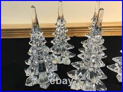 MID CENTURY ART GLASS CRYSTAL CHRISTMAS TREE PAPERWEIGHT Set 5