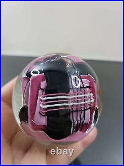 MODERNIST ART GLASS SCHMIDT RHEA PAPERWEIGHT ART GLASS SIGNED 1987 Purple Pink