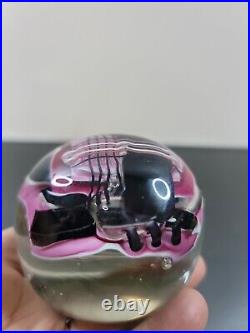 MODERNIST ART GLASS SCHMIDT RHEA PAPERWEIGHT ART GLASS SIGNED 1987 Purple Pink