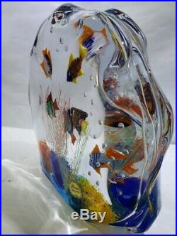 MURANO Art Glass 6 TROPICAL FISH AQUARIUM SCULPTURE Paperweight