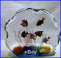MURANO Art Glass 6 TROPICAL FISH AQUARIUM SCULPTURE Paperweight