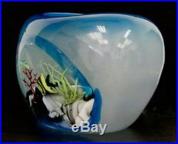 MURANO Fish Aquarium Italian Blue Art Glass Signed Sculpture/Vase, Apr 6Hx8.5W