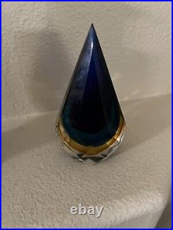 MURANO StyleGLASS ALESSANDRO MANDRUZZATO SOMMERSO FACETED TEARDROP PAPERWEIGHT