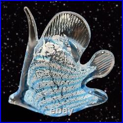 Marcolin Art Glass Crystal Fish Made in Sweden Pure Silver Signed Paperweight