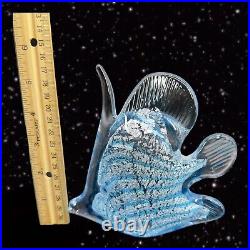 Marcolin Art Glass Crystal Fish Made in Sweden Pure Silver Signed Paperweight