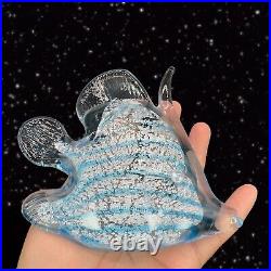 Marcolin Art Glass Crystal Fish Made in Sweden Pure Silver Signed Paperweight