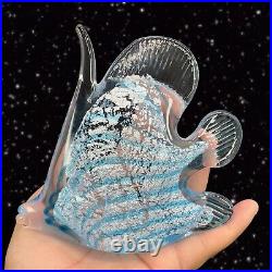 Marcolin Art Glass Crystal Fish Made in Sweden Pure Silver Signed Paperweight