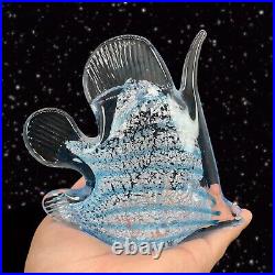 Marcolin Art Glass Crystal Fish Made in Sweden Pure Silver Signed Paperweight