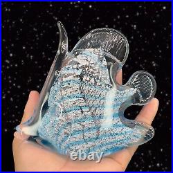 Marcolin Art Glass Crystal Fish Made in Sweden Pure Silver Signed Paperweight