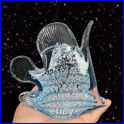 Marcolin Art Glass Crystal Fish Made in Sweden Pure Silver Signed Paperweight