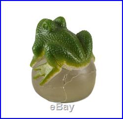 Margit Toth (Hungarian, 1963-) Pate De Verre Frog Figurine / Paperweight, Signed