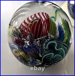 Mark Eckstrand Studio Art Glass Signed Paperweight Ocean Sea Reef 1997 ME 3 1/2