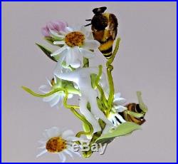 Marvelous PAUL STANKARD Sculpture 2 HONEY BEES and FIGURE Glass PAPERWEIGHT Cube