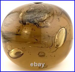 Massive 3.75LB Chaos Bubble Amber Art Glass Round Orb Paperweight Amazing