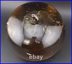 Massive 3.75LB Chaos Bubble Amber Art Glass Round Orb Paperweight Amazing