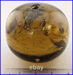 Massive 3.75LB Chaos Bubble Amber Art Glass Round Orb Paperweight Amazing