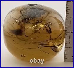 Massive 3.75LB Chaos Bubble Amber Art Glass Round Orb Paperweight Amazing