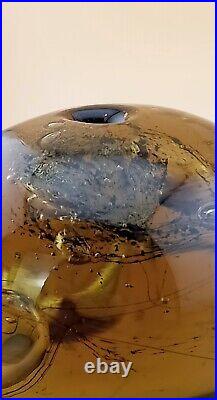 Massive 3.75LB Chaos Bubble Amber Art Glass Round Orb Paperweight Amazing