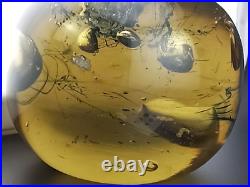 Massive 3.75LB Chaos Bubble Amber Art Glass Round Orb Paperweight Amazing