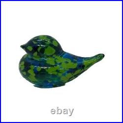 Matthew Paskiet Signed Art Glass Blue Bird Paperweight Collectible