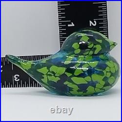 Matthew Paskiet Signed Art Glass Blue Bird Paperweight Collectible