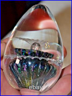 Matum Studios 1989 Studio Dichroic Blown Art Glass Paperweight 3.5