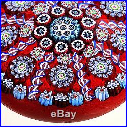 McDougall Large Millefiori PANEL WEIGHT withComplex Canes on Red