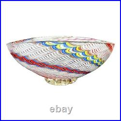 Mid-Century Dino Martens Attributed Italian Wavy Ribbon Art Glass Bowl