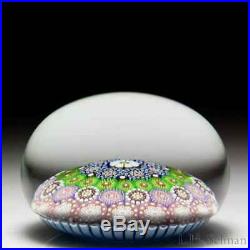 Mike Hunter 2019 close concentric millefiori and daisy cane glass paperweight