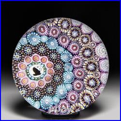 Mike Hunter 2020 off-set close concentric millefiori and panda glass paperweight