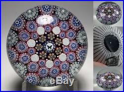 Mike Hunter Twists Glass 2018 Millefiori Paperweight with White Roses & Butterfly