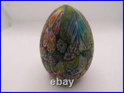 Millefiori Glass Egg by Murano Genuine Venetian Glass Paperweight 2.5 Figurine