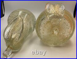 Murano Alfredo Barbini Glass Apple & Pear Paperweights Bookends Gold Fleck