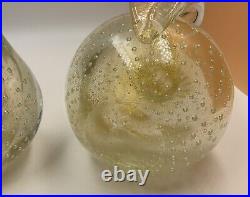 Murano Alfredo Barbini Glass Apple & Pear Paperweights Bookends Gold Fleck