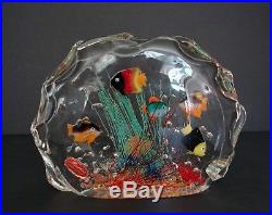 Murano Art Glass Aquarium Sculpture Paperweight 6 Tropical Fish Italy app. 8