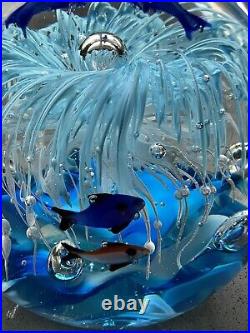 Murano Art Glass Tropical Fish Paperweight Ocean Aquarium Large Round 7+lb 5