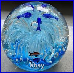 Murano Art Glass Tropical Fish Paperweight Ocean Aquarium Large Round 7+lb 5