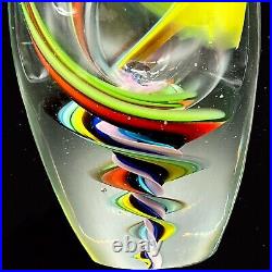 Murano Art Glass Vase Multi color Swirls Paperweight 9T 2W Vintage