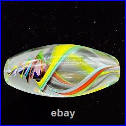 Murano Art Glass Vase Multi color Swirls Paperweight 9T 2W Vintage